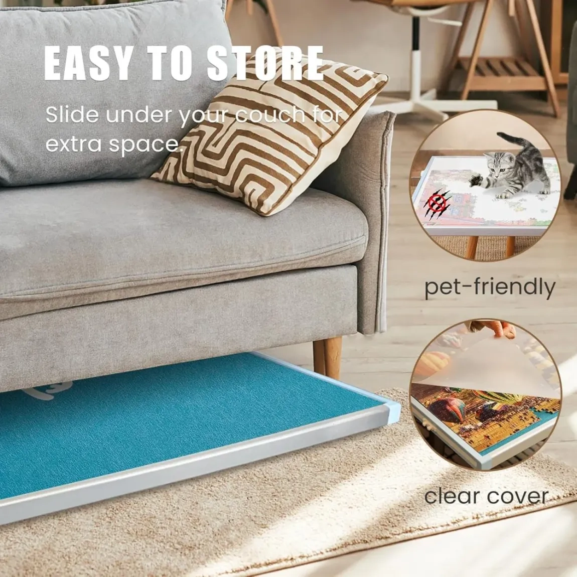 ⏰Last Day Sale $19⏰ Rotating Puzzle Board with Drawers and Cover,Tilt&Lazy Susan - Image 4